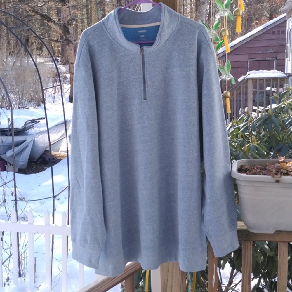 🆕NWT!! SONOMA MEN'S 3XL PULLOVER LINED HALF ZIP SWEATSHIRT